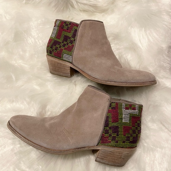 Boho Leather Booties with Embroidery Detail - Sam Edelman - Picture 1 of 6